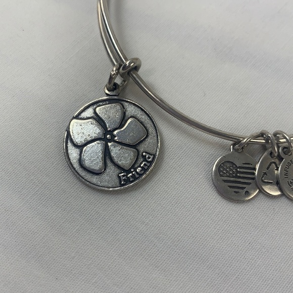 Alex and Ani Friend Flower Charm Bracelet - Silver Finish - Picture 2 of 4